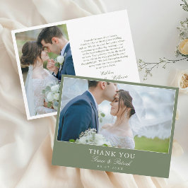 Elegante kalligrafie trouwfoto dankjewel bedankkaart
