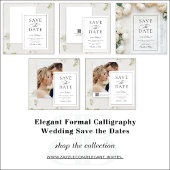Elegante kalligrafie trouwfoto formele bruiloft save the date