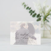 Elegante kalligrafie trouwfoto opslaan de datum aankondigingskaart (Staand voorkant)