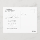 Elegante kalligrafie trouwfoto Save the Date Briefkaart (Achterkant)