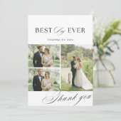 Elegante kalligrafie trouwfoto's Dank u kaart (Staand voorkant)
