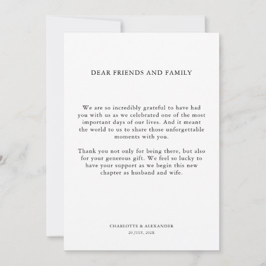 Elegante kalligrafie trouwfoto's Dank u kaart (Achterkant)