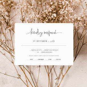Elegante kalligrafie trouwreactiekaart RSVP Informatiekaartje