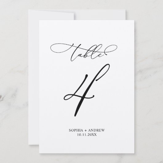 Elegante kalligrafie Trouwtafel nummer 4 Kaart (Achterkant)