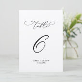 Elegante kalligrafie Trouwtafel nummer 6 Kaart (Staand voorkant)