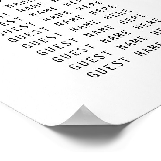 Elegante Kalligrafie Trouwtafel Zitting Grafiek Poster (Hoek)