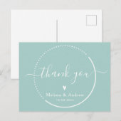 Elegante kalligrafie - Turquoise trouw bedankje Briefkaart (Voorkant / Achterkant)