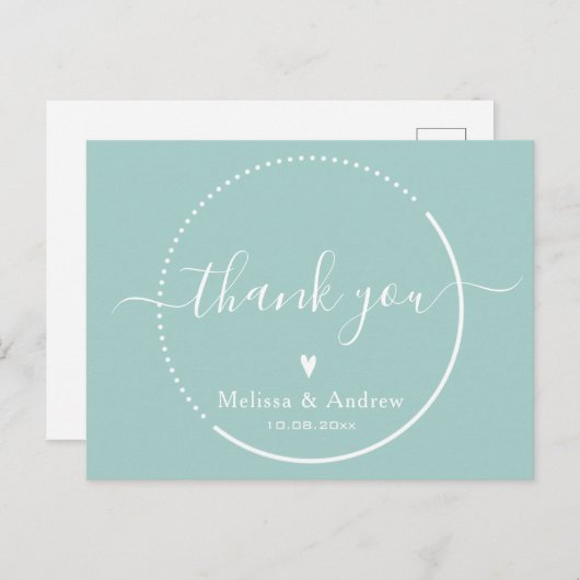Elegante kalligrafie - Turquoise Trouw Dank Je Briefkaart (Voorkant / Achterkant)