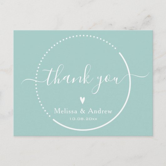 Elegante kalligrafie - Turquoise Trouw Dank Je Briefkaart (Voorkant)