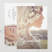 Elegante kalligrafie | Twee foto afstudeerfeest Kaart (Voorkant / Achterkant)