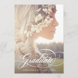 Elegante kalligrafie | Twee foto afstudeerfeest Kaart