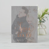 Elegante Kalligrafie Twee foto Save the Date Folie Uitnodiging (Staand Voorkant)