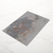 Elegante kalligrafie Twee foto Save the Date Roos Folie Uitnodiging (Gedraaid)