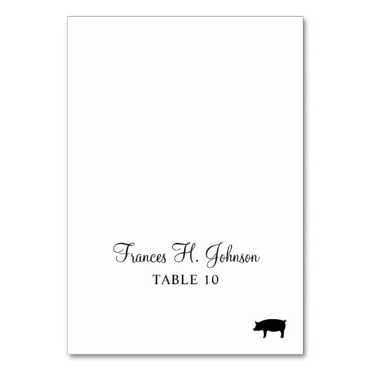 Elegante kalligrafie Varkensmaaltijd Keuze Plaatsk Kaart (Voorkant)