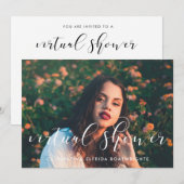 Elegante kalligrafie Virtual vrijgezellenfeest fot Kaart (Voorkant / Achterkant)