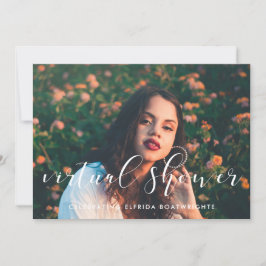 Elegante kalligrafie Virtual vrijgezellenfeest fot Kaart