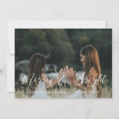 Elegante kalligrafie vrolijk en helder foto feestdagenkaart (Voorkant)