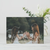 Elegante kalligrafie vrolijk en helder foto feestdagenkaart (Staand voorkant)