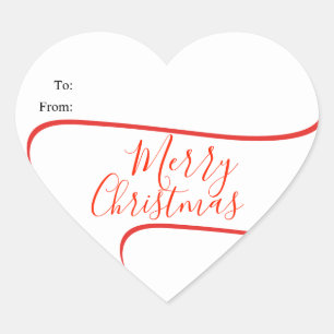 Elegante kalligrafie vrolijk kerstcadeau hart sticker