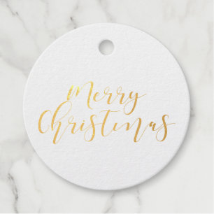 Elegante kalligrafie Vrolijk kerstfeest echt goude Bedankjes Labels