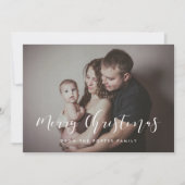 Elegante kalligrafie Vrolijk kerstfeest Familiefot Feestdagenkaart (Voorkant)