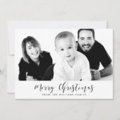 Elegante kalligrafie Vrolijk kerstfeest Familiefot Feestdagenkaart (Voorkant)