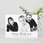 Elegante kalligrafie Vrolijk kerstfeest Familiefot Feestdagenkaart (Staand voorkant)