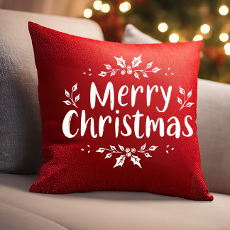Elegante kalligrafie Vrolijk kerstfeest Holly Berr Kussen