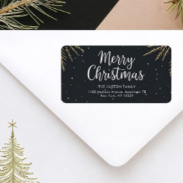 Elegante kalligrafie vrolijk kerstfeest retouradre etiket