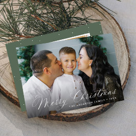 Elegante kalligrafie Vrolijk kerstfeest Sage 2 Fot Feestdagenkaart