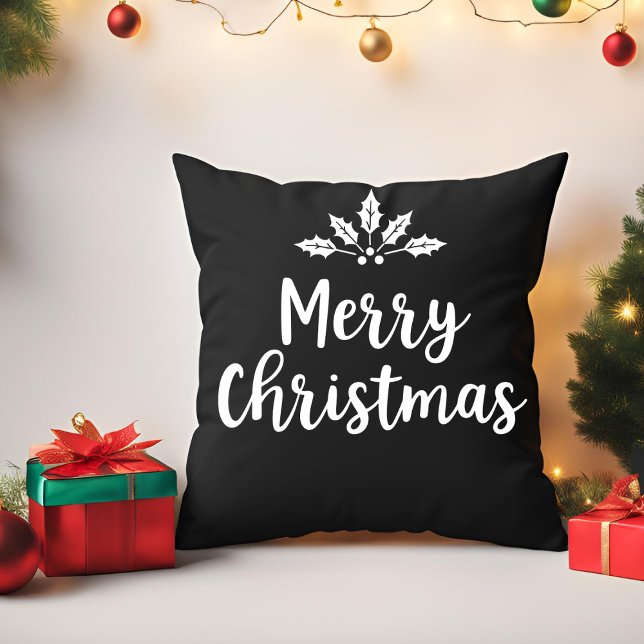 Elegante kalligrafie Vrolijk kerstscript familie Kussen (Creator heeft geüpload)