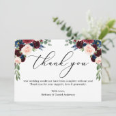 Elegante kalligrafie Waterverf Bloemenbruiloft Bedankkaart (Staand voorkant)