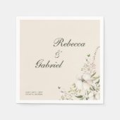 Elegante kalligrafie Waterverf Bloemenbruiloft Servet (Voorkant)