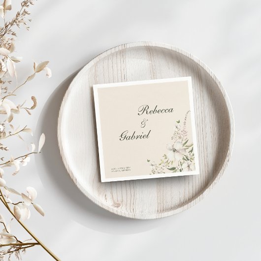 Elegante kalligrafie Waterverf Bloemenbruiloft Servet