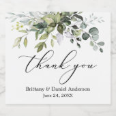 Elegante kalligrafie Waterverf groen bruiloft Sparkling Wijnetiket (Enkel label)