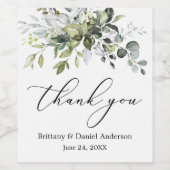 Elegante kalligrafie Waterverf groen bruiloft Wijn Etiket (Enkel label)