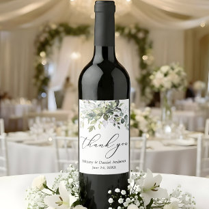 Elegante kalligrafie Waterverf groen bruiloft Wijn Etiket