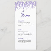 Elegante kalligrafie Waterverf lavendel bruiloft Menu (Voorkant)
