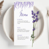 Elegante kalligrafie Waterverf lavendel bruiloft Menu
