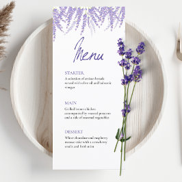 Elegante kalligrafie Waterverf lavendel bruiloft Menu
