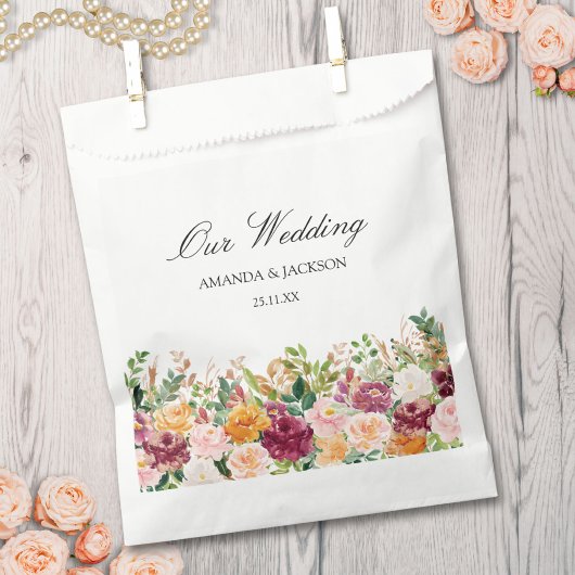 Elegante kalligrafie Waterverf Roos Flower Wedding Bedankzakje