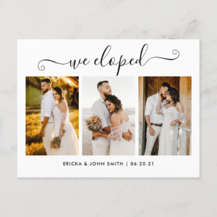 Elegante kalligrafie We Eloped Foto Elopement Aank Aankondigingskaart