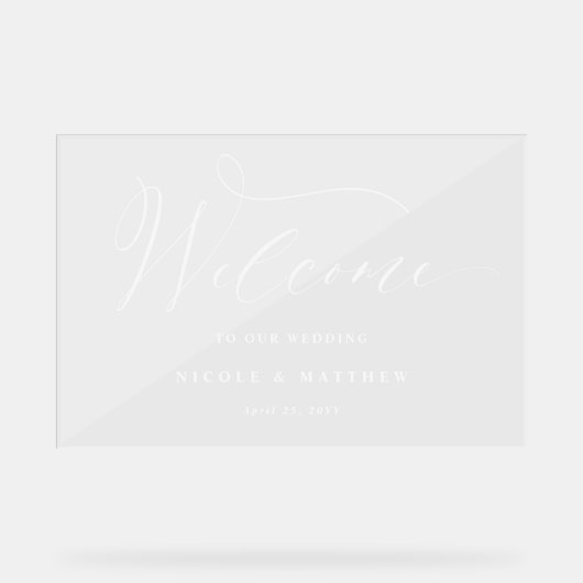 Elegante kalligrafie Welkom Bruiloft Acryl teken Acryl Bord (Voorkant)