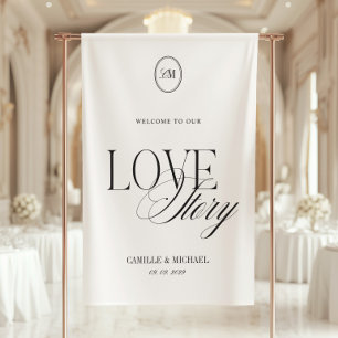 Elegante kalligrafie Welkom op onze bruiloft Vinyl Spandoek