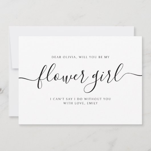 Elegante kalligrafie Wil jij mijn bloemenmeisje zi Notitiekaartje (Voorkant)
