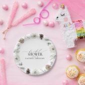 Elegante kalligrafie Winter Greenery Vrijgezellenf Papieren Bordje (Feest)