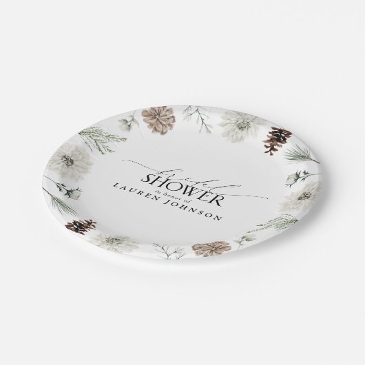 Elegante kalligrafie Winter Greenery Vrijgezellenf Papieren Bordje (Gekanteld)