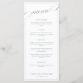 Elegante kalligrafie wit en salie klassieke bruilo menu (Voorkant)