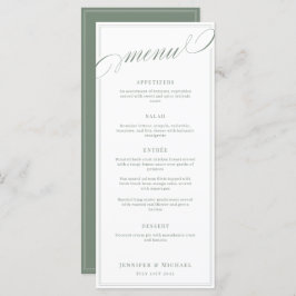 Elegante kalligrafie wit en salie klassieke bruilo menu