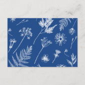 Elegante kalligrafie wit & marseille blauwe bruilo informatiekaartje (Achterkant)